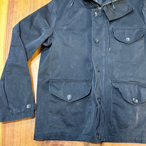 Ten C Mens Rain Coat Jacket Navy Parka Jacket 50 M1/B Navy Blue Hooded $1493 V19 - Picture 4 of 11